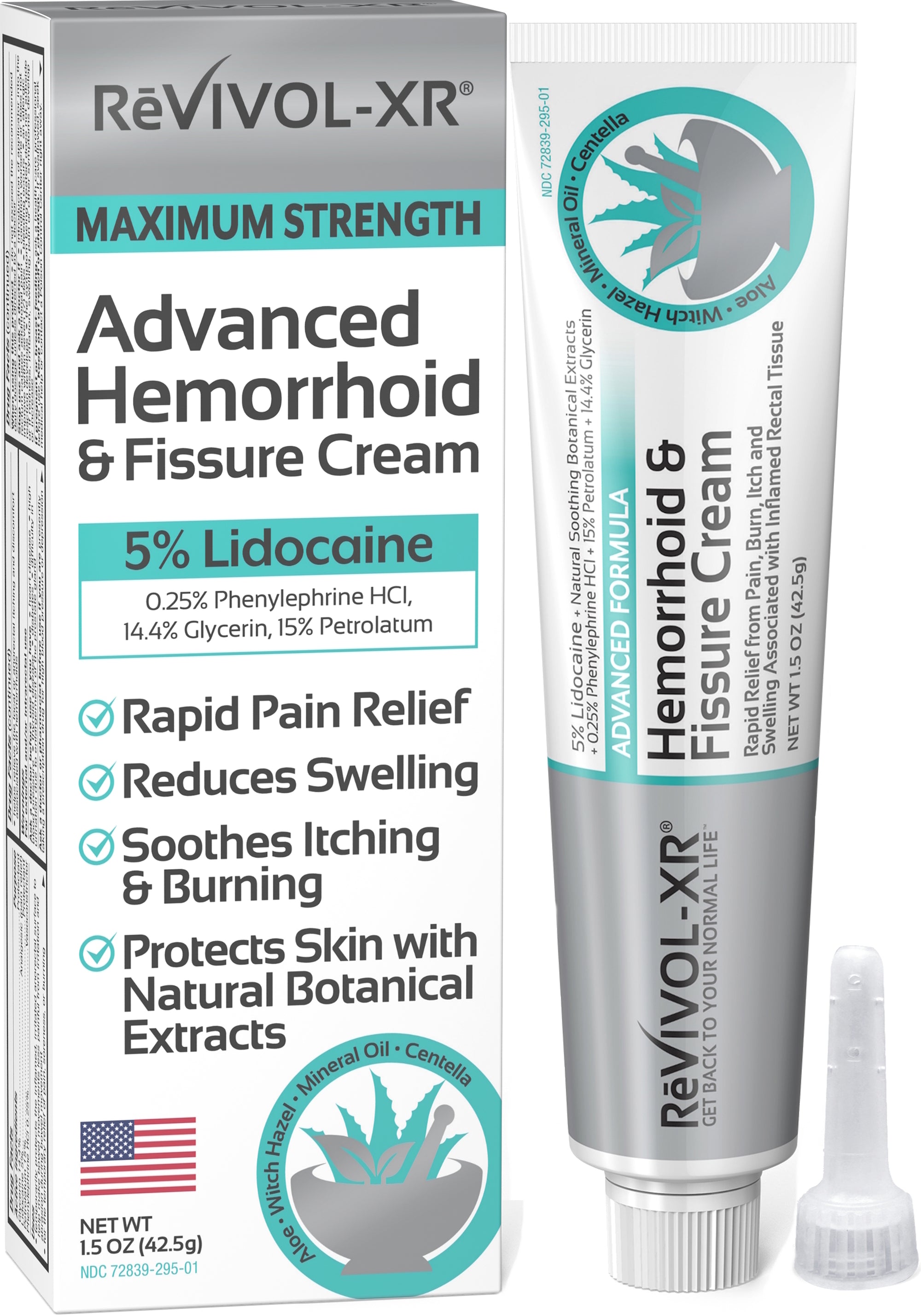 Revivol-XR® Advanced Hemorrhoid Cream – 5% Lidocaine, Phenylephrine & Botanical Extracts – OTC Topical Treatment for Temporary Relief of Burning, Itching, Discomfort