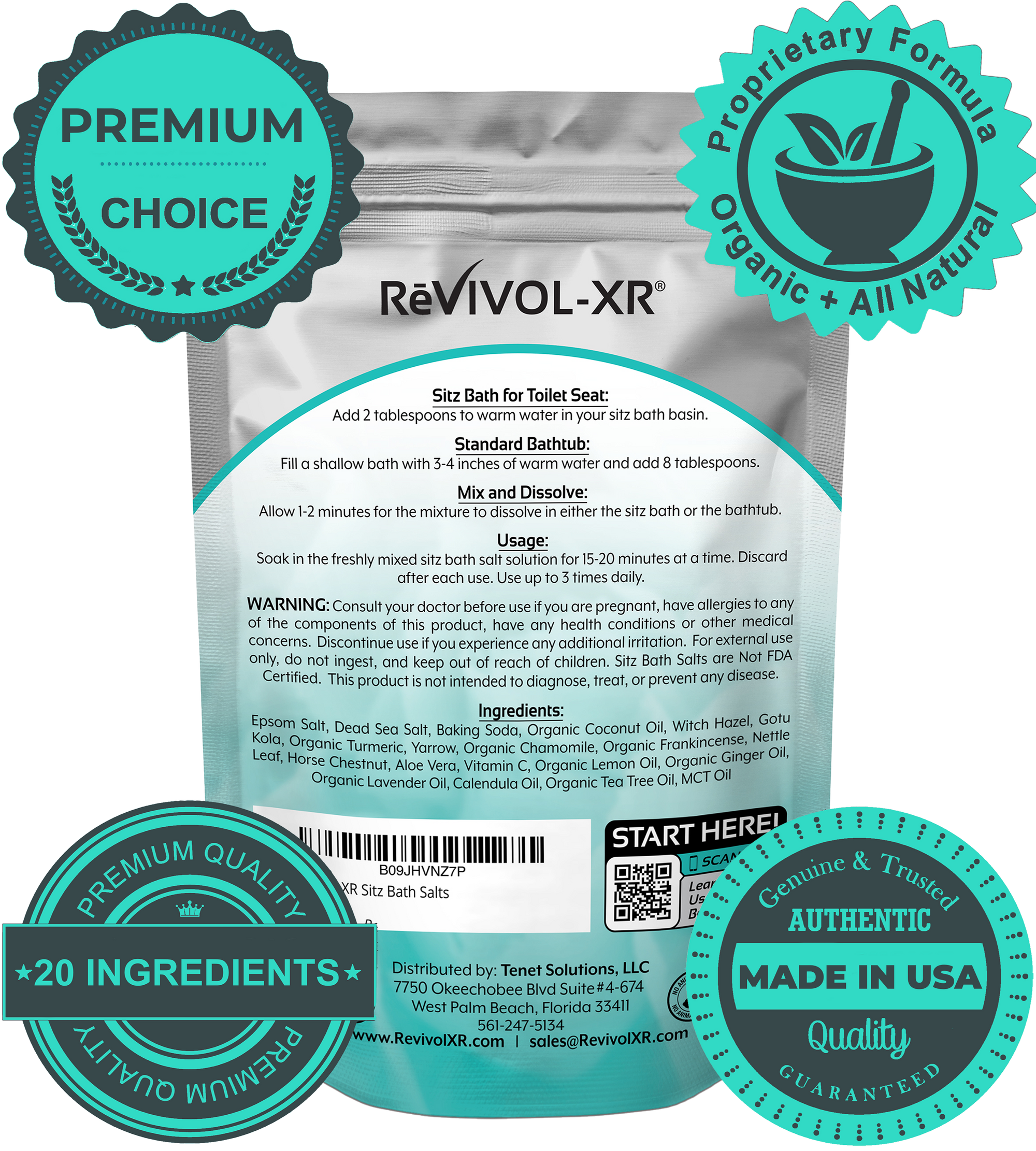 Sitz Bath Soak Mix – Super Concentrated 20-in-1 Blend with Epsom Salt & Essential Oils – 15 Soaks for Toilet Basin – USP Grade