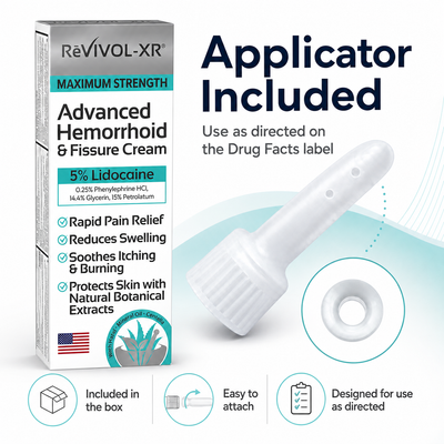 Revivol-XR® Advanced Hemorrhoid Cream – 5% Lidocaine, Phenylephrine & Botanical Extracts – OTC Topical Treatment for Temporary Relief of Burning, Itching, Discomfort