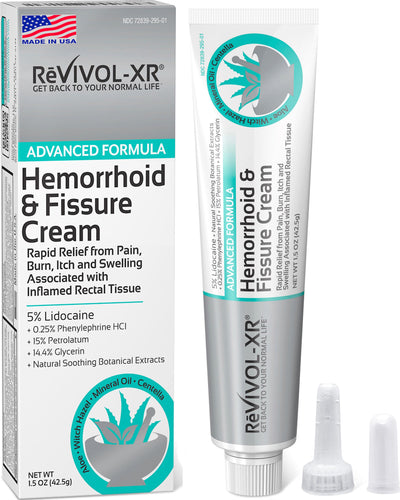 Hemorrhoid Treatment & Fissure Cream, Rapid Relief & Protection from Pain, Itching, Swelling. 5% Lidocaine, Glycerin, Aloe, Witch Hazel, Vitamins, Minerals + Herbal Extracts ADV Formula.  USA Made.