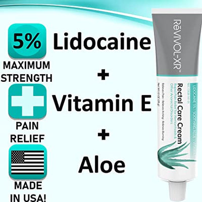 Hemorrhoid Numbing Cream, Max Strength 5% Lidocaine Hemorrhoid Cream + Aloe Vera, Vitamin E.
